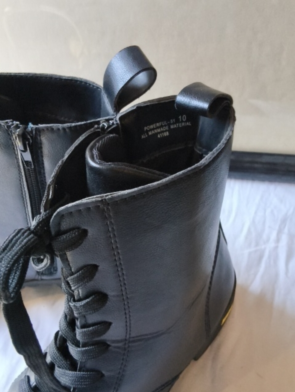 Black Lace-Up Platform Ankle Boots - Women 10 - Picture 4 of 6